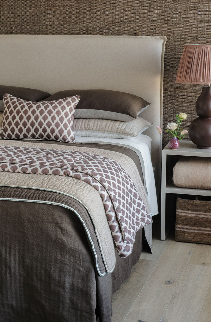 Bianca Lorenne Meiya Cocoa Bedspread | Lightweight Linen Bedspread NZ image 1